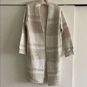 Cream light tan Open-Front Cardigan Sweater